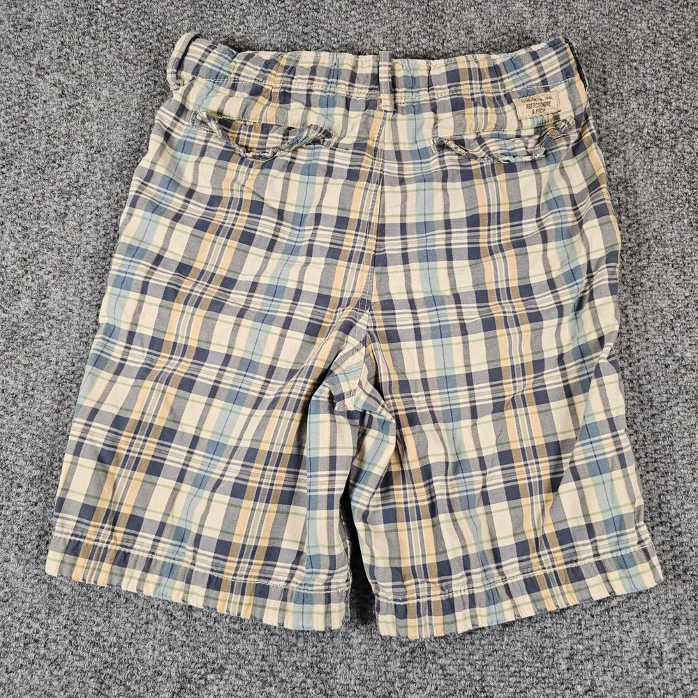 VTG Abercrombie & Fitch Mens Plaid Shorts Blue Green Tan Cotton Size‎ 34 Casual